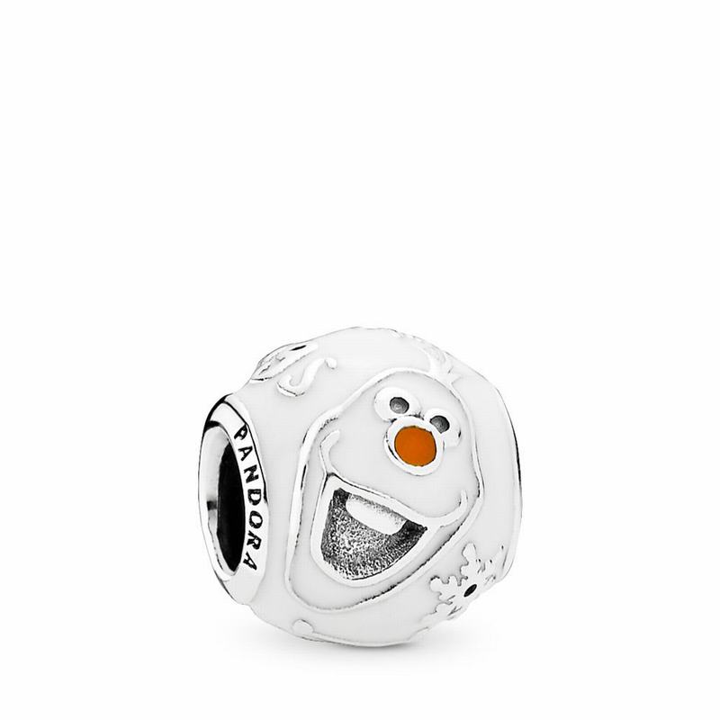 Pandora Disney Olaf Charm Ireland - Sterling Silver/Enamel/Orange - 417852QWV